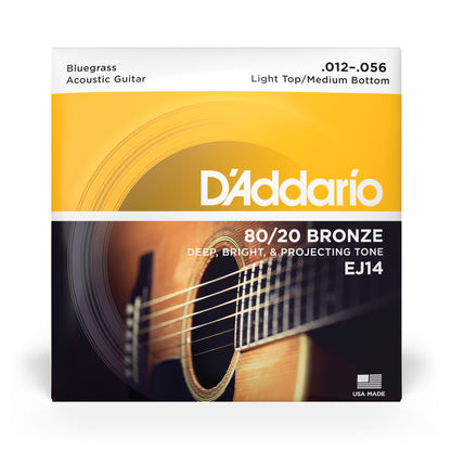 D'Addario EJ14 Light Top Medium Bottom Bluegrass Acoustic Guitar Strings 12-56