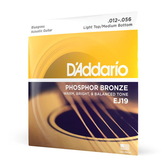 D'Addario EJ19 Phosphor Bronze Acoustic Guitar Strings, Bluegrass, 12-56