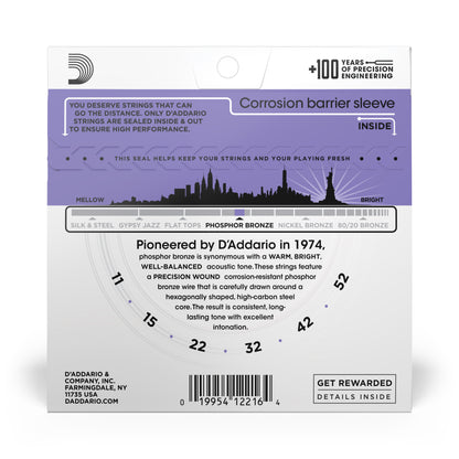 D'Addario EJ26 Phosphor Bronze, Custom Light, 11-52