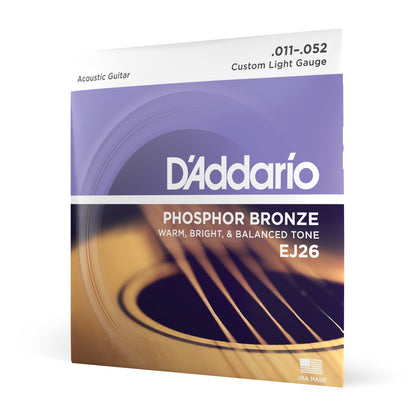 D'Addario EJ26 Phosphor Bronze, Custom Light, 11-52