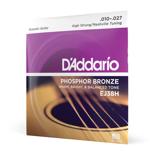 D'Addario EJ38H Phosphor Bronze, High Strung/Nashville Tuning, 10-27