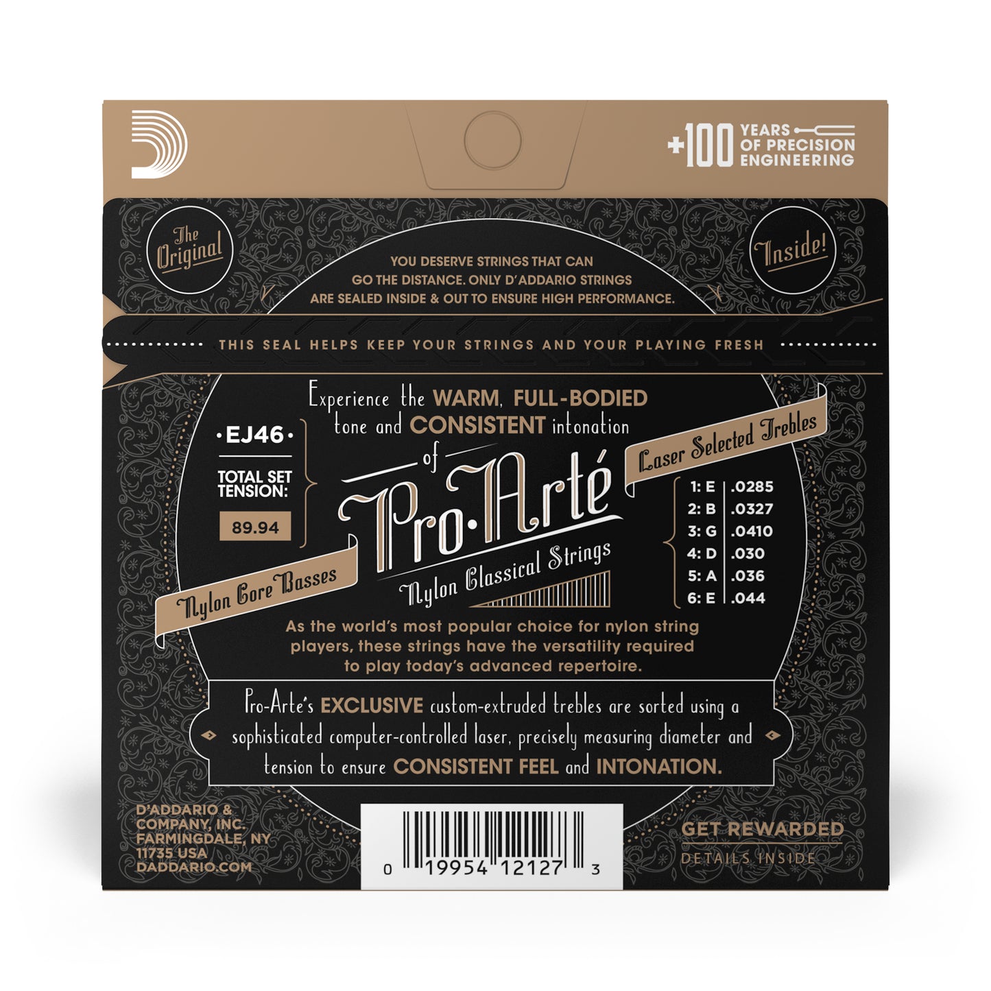 D'Addario EJ46 Pro-Arte Nylon Classical Guitar Strings, Hard Tension