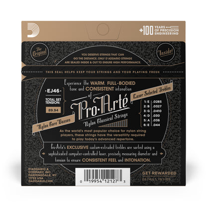 D'Addario EJ46 Pro-Arte Nylon Classical Guitar Strings, Hard Tension