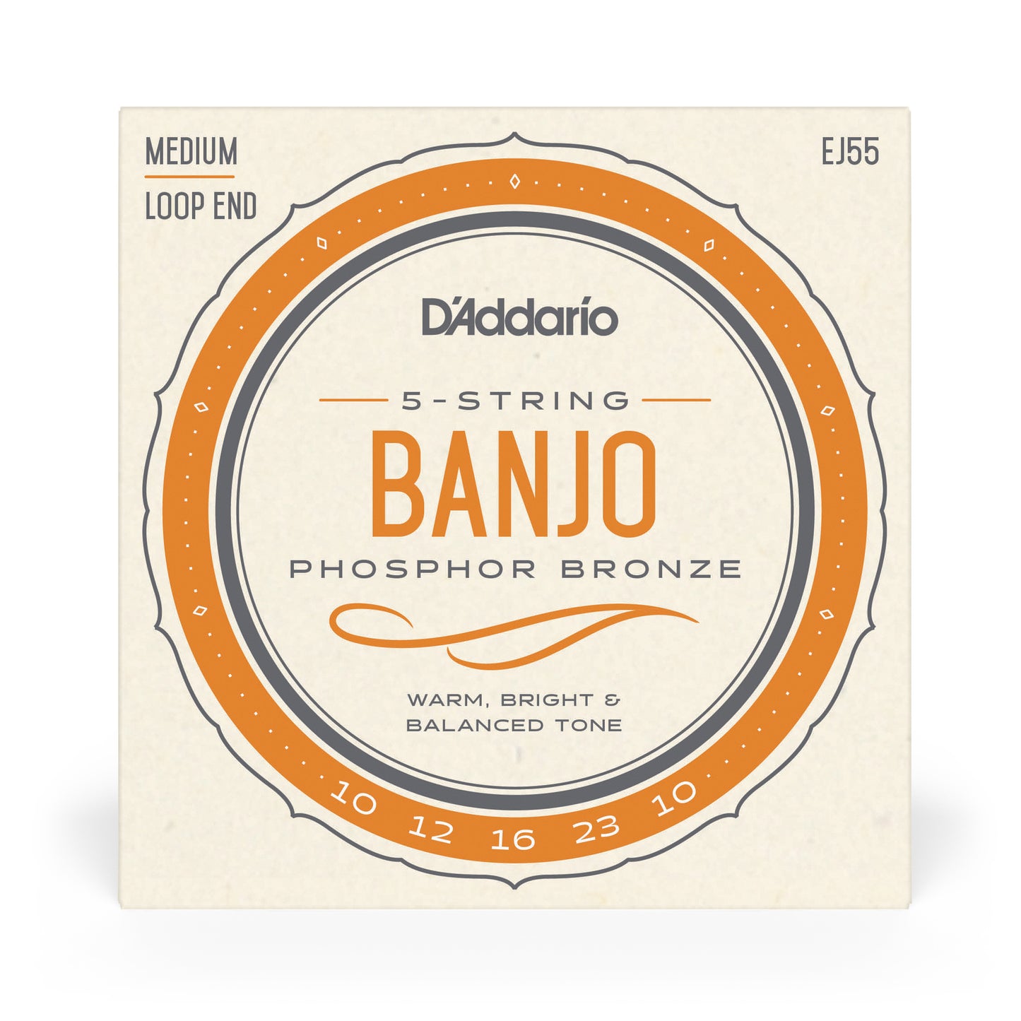 D'Addario EJ55 5-String Banjo Strings, Phosphor Bronze, Medium, 10-23