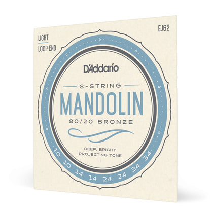D'Addario EJ62 80/20 Bronze Mandolin Strings, Light, 10-34