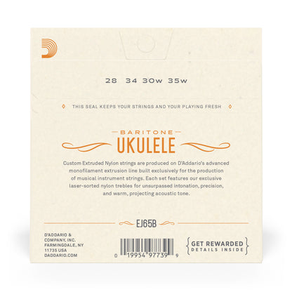 D'Addario EJ65B Pro-Arté Custom Extruded Nylon Ukulele Strings, Baritone