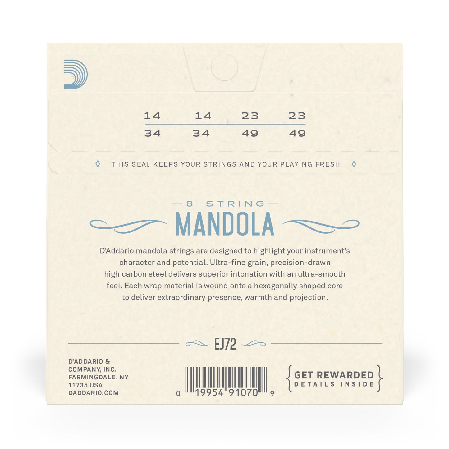 D'Addario EJ72 Phosphor Bronze Mandola Strings, Light, 14-49
