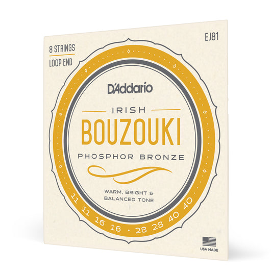 D'Addario EJ81 Irish Bouzouki, 8-String, Phosphor Bronze, 11-40