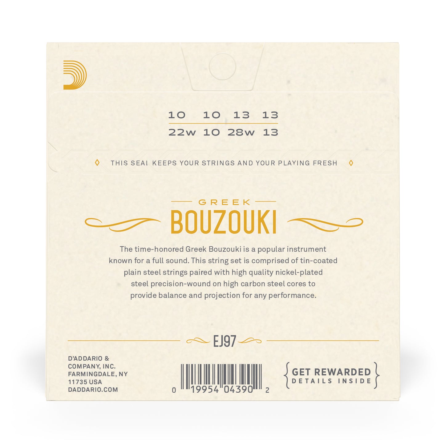 D'Addario EJ97 Bouzouki, 8-String, Greek, Nickel