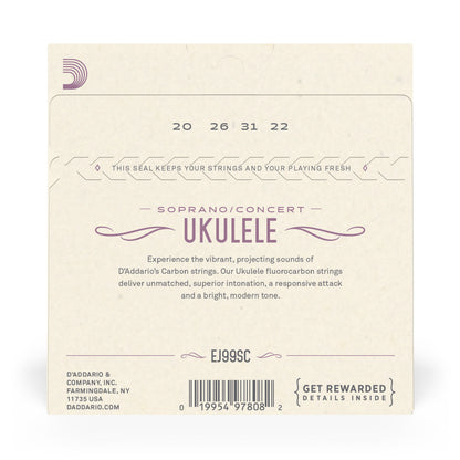 D'Addario EJ99SC Pro-Arté Carbon Ukulele Strings, Soprano / Concert