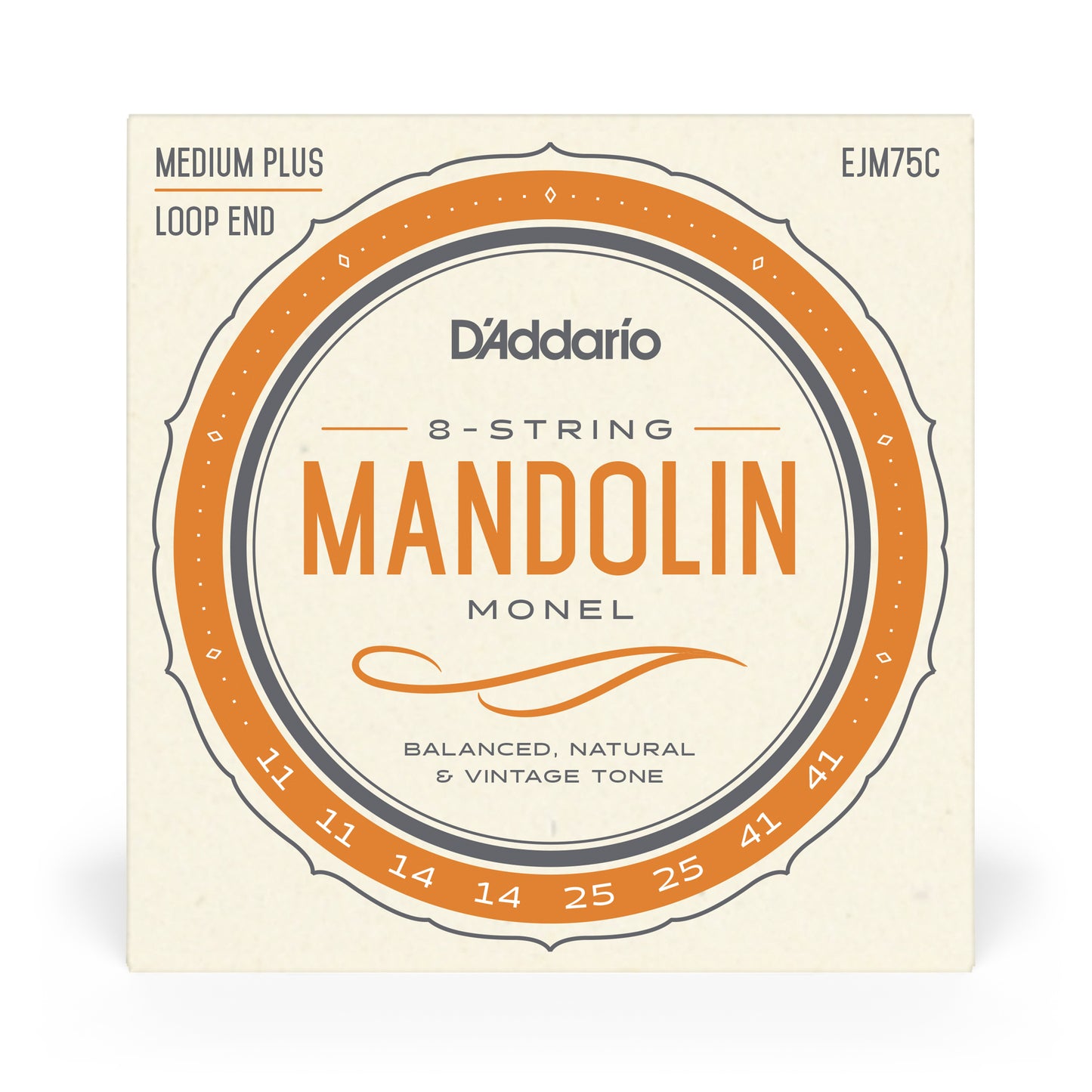 D'Addario EJM75C Monel Mandolin Strings, Medium Plus, 11-41