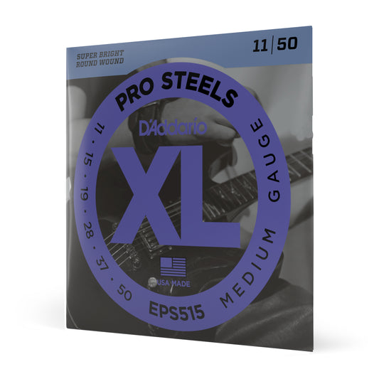 D'Addario EPS515 ProSteels Electric Guitar Strings, Medium Gauge, 11-50