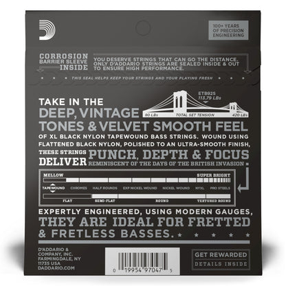 Tapewound D'Addario ETB92S Tapewound Bass Strings, Medium, 50-105, Short Scale ...