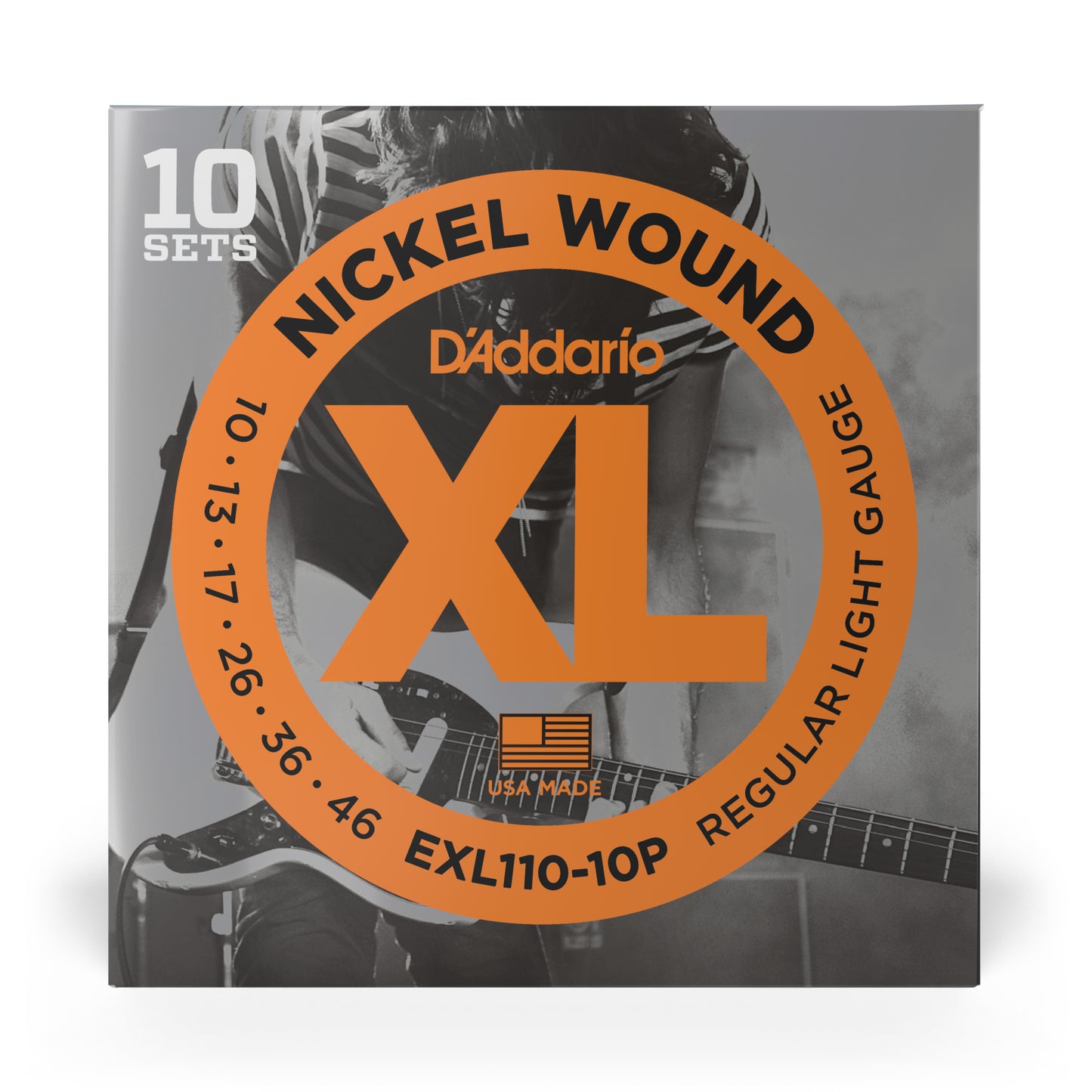 D'Addario EXL110-10P Nickel Wound Light Electric Guitar Strings, 10-46, 10 Sets