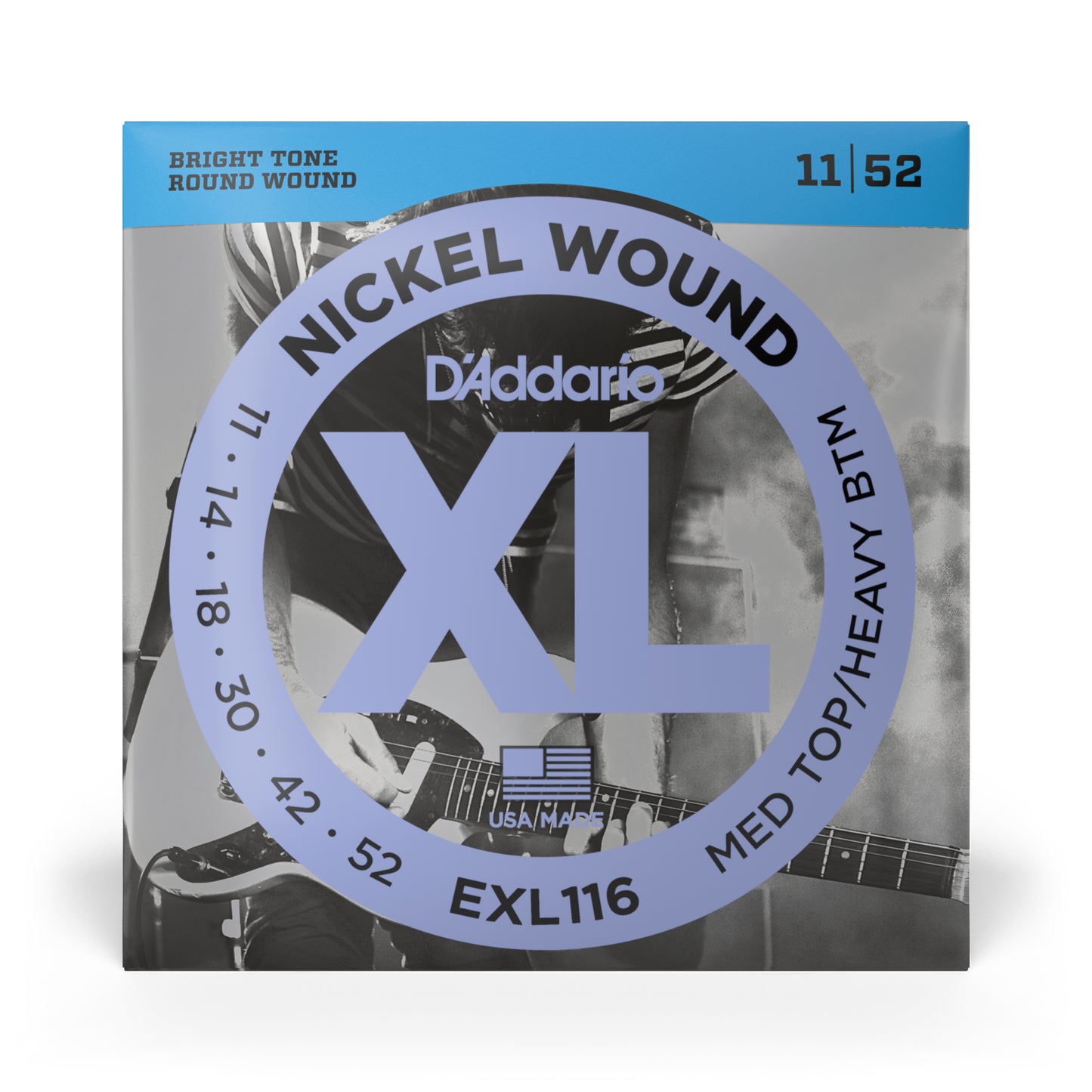 D'Addario EXL116 Nickel Wound, Medium Top/Heavy Bottom, 11-52