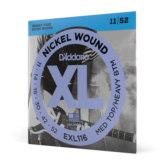 D'Addario EXL116 Nickel Wound, Medium Top/Heavy Bottom, 11-52