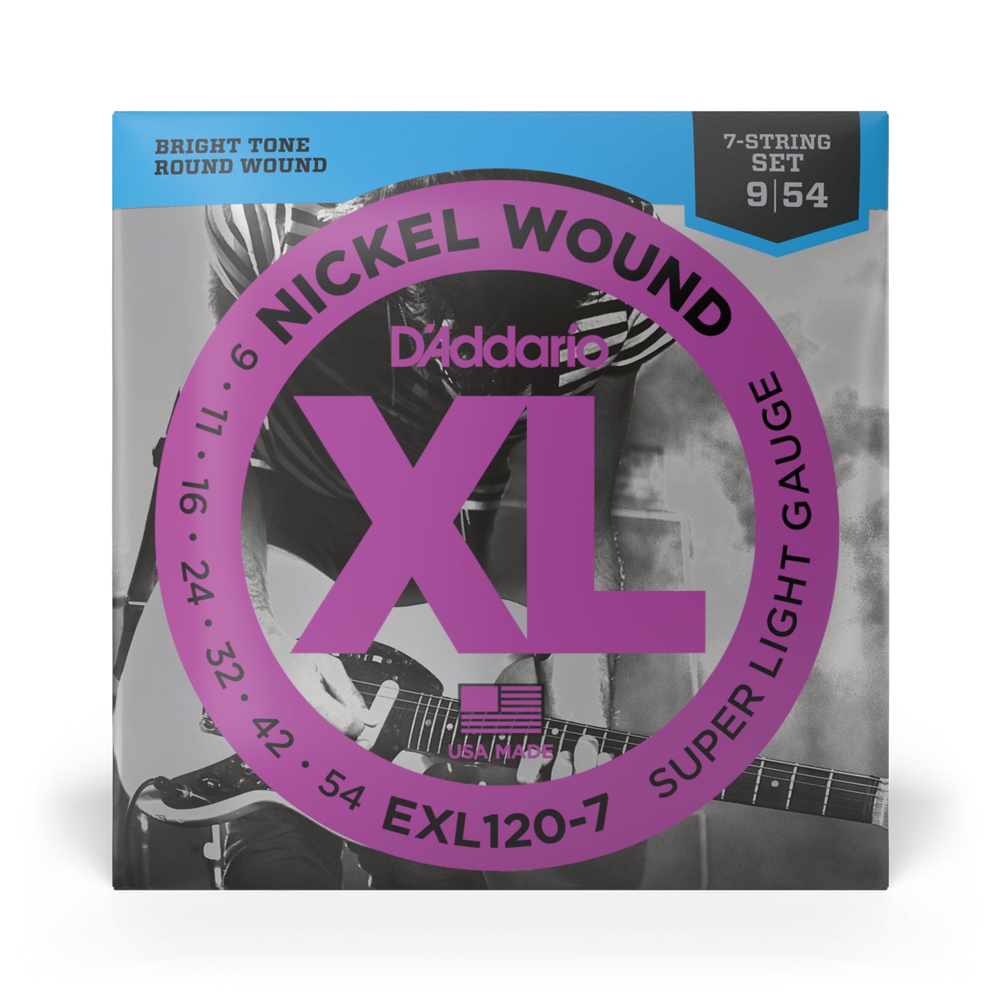 D'Addario EXL120-7 Nickel Wound, 7-String, Super Light, 9-54