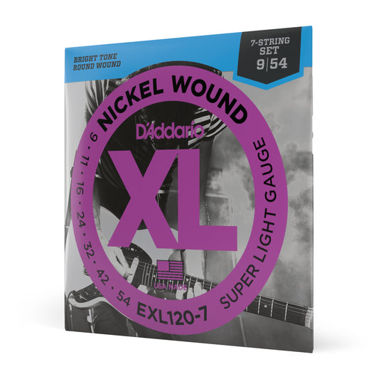 D'Addario EXL120-7 Nickel Wound, 7-String, Super Light, 9-54