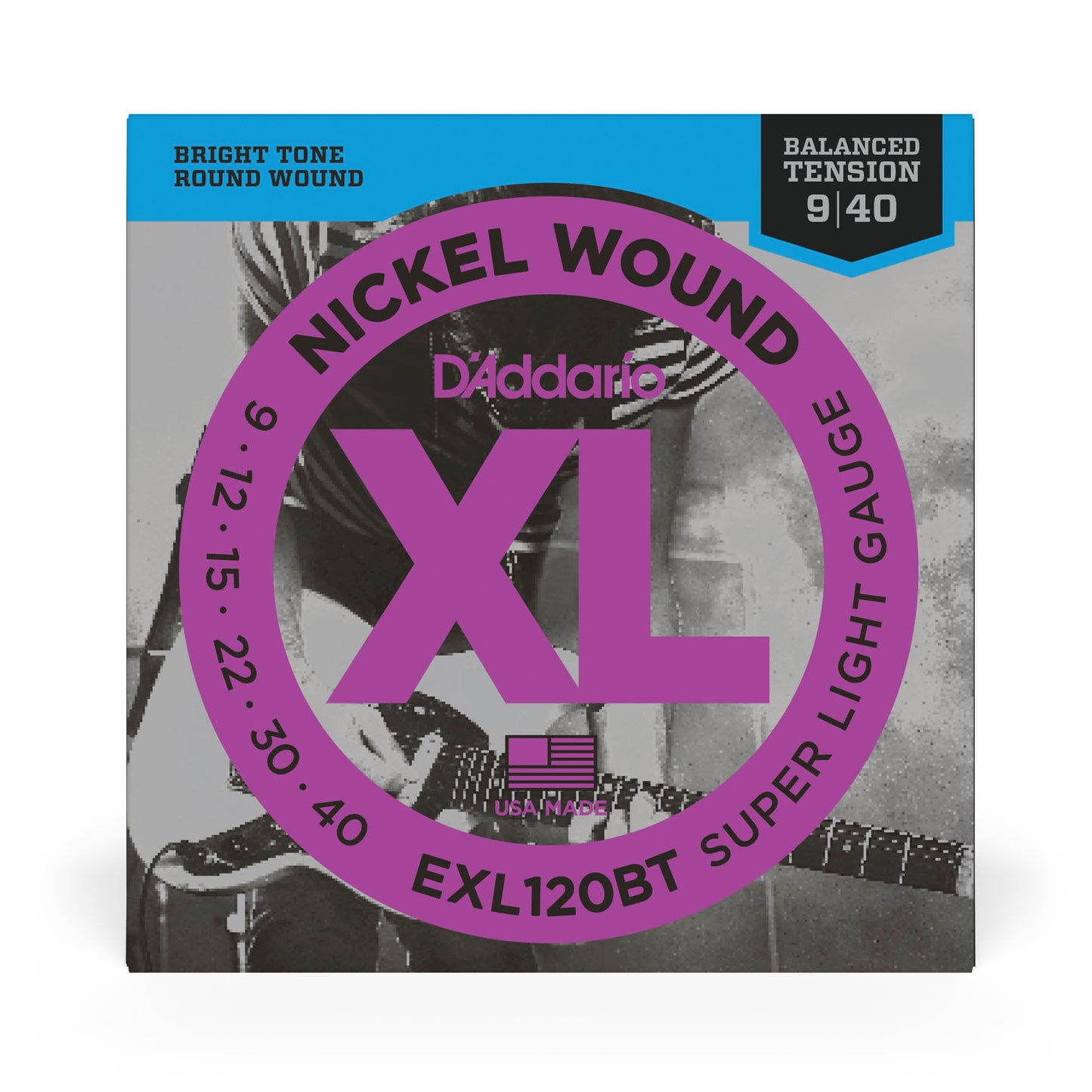 D'Addario EXL120BT Nickel Wound, Balanced Tension Super Light, 09-40