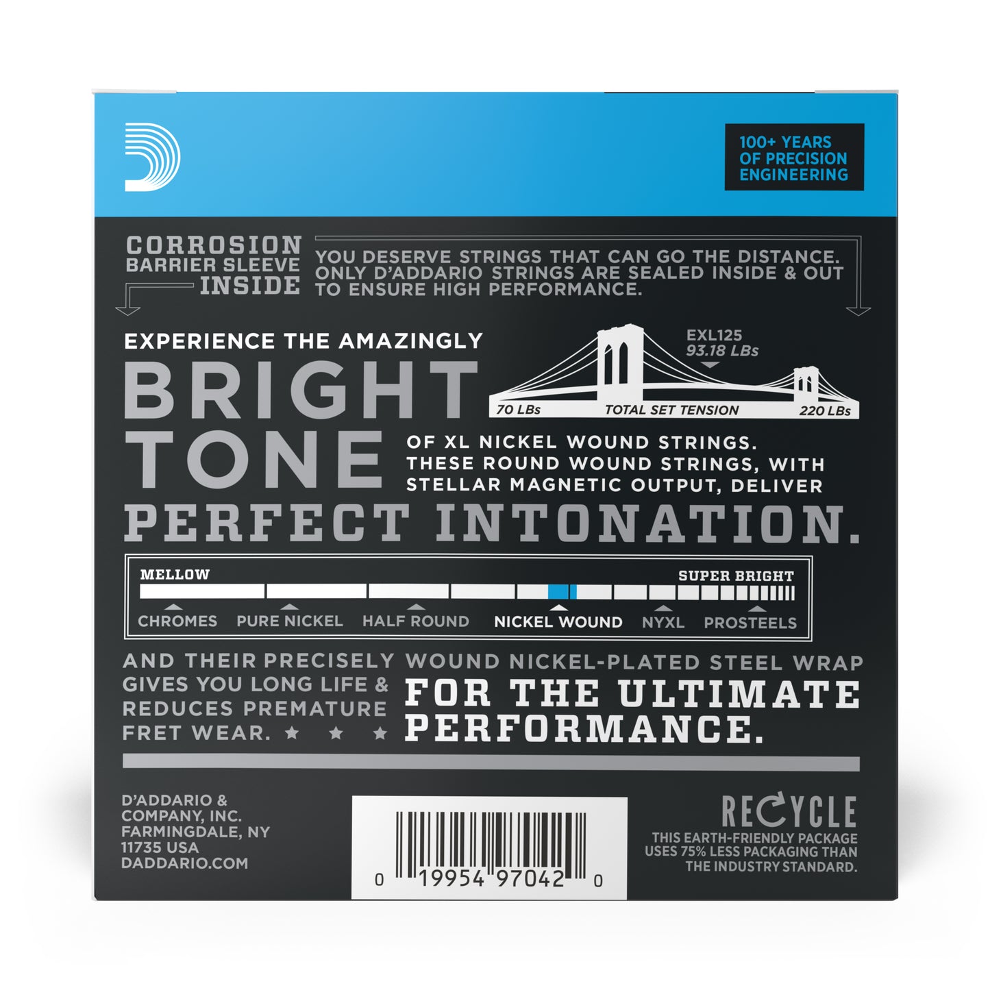 D'Addario EXL125-10P Super Light Top/Regular Bottom, XL Nickel Electric Guitar Strings 10-Pack, 9-46