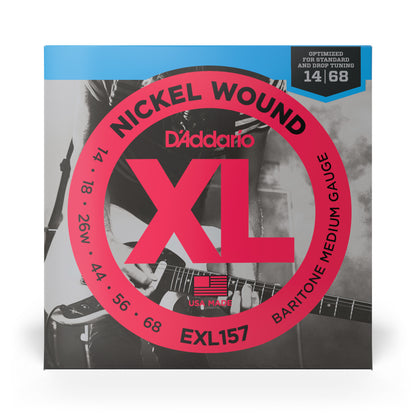 D'Addario EXL157 Medium Baritone, XL Nickel Electric Guitar Strings, 14-68