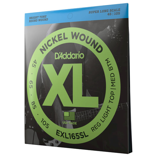 D'Addario EXL165SL Regular Light Top/Medium Bottom, Super Long Scale, XL Nickel Bass Strings, 45-105