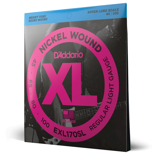 D'Addario EXL170SL Regular Light, Super Long Scale, XL Nickel Bass Strings, 45-100