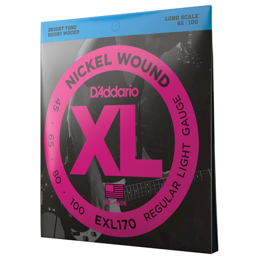 D'Addario EXL170 Regular Light, Long Scale, XL Nickel Bass Strings, 45-100