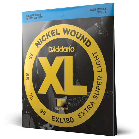 D'Addario Extra Super Light, Long Scale, XL Nickel Bass Strings, 35-95