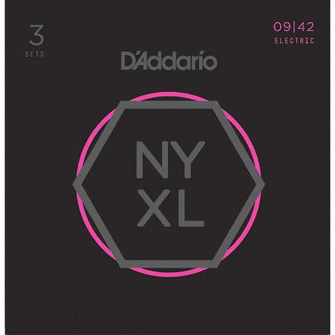 D'Addario NYXL0942-3P Nickel Wound Electric Guitar Strings, Super Light, 9-42, 3 Sets