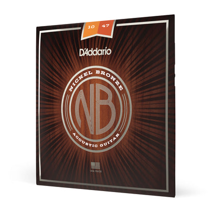 D'Addario NB1047 Nickel Bronze Acoustic Guitar Strings, Extra Light, 10-47