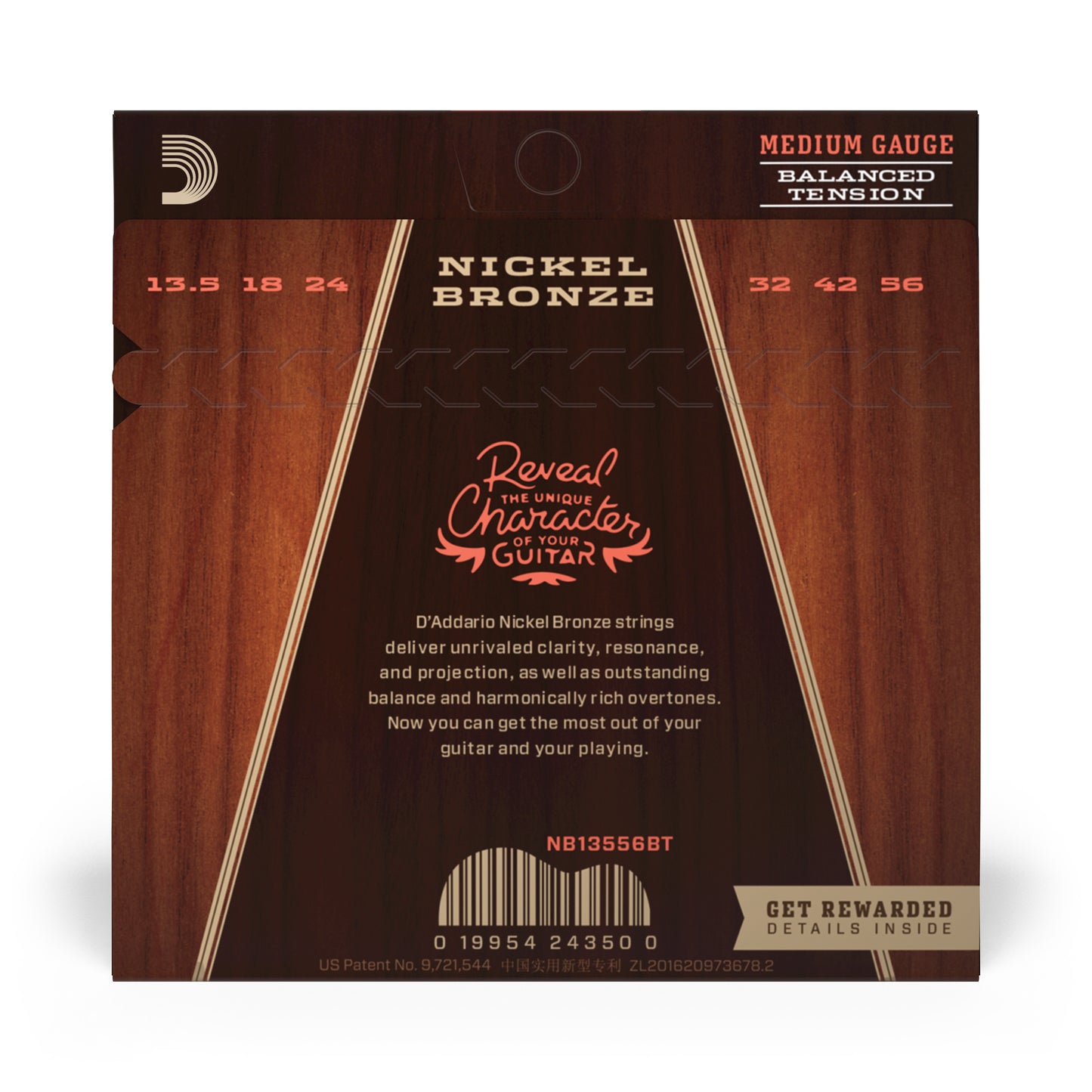 D'Addario NB13556BT Medium Balanced Tension, Nickel Bronze Strings, 13.5-56