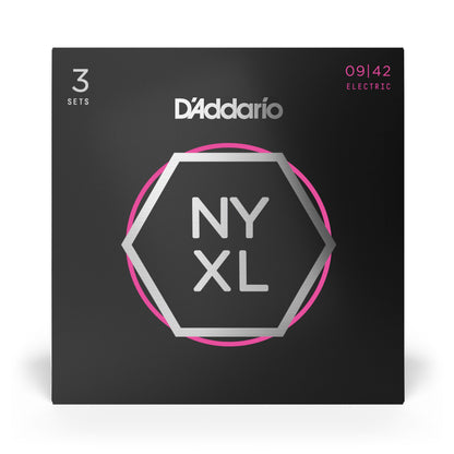 D'Addario NYXL0942-3P Nickel Wound Electric Guitar Strings, Super Light, 9-42, 3-Pack