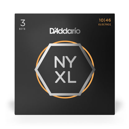 D'Addario NYXL1046-3P Regular Light, NYXL Electric Guitar Strings 3-Pack, 10-46