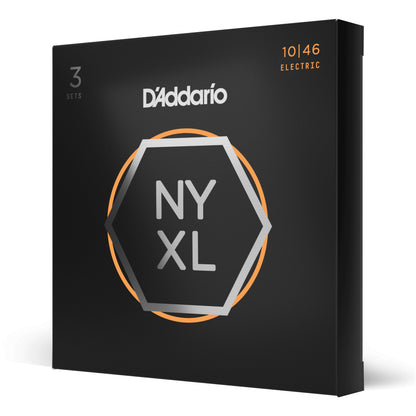 D'Addario NYXL1046-3P Regular Light, NYXL Electric Guitar Strings 3-Pack, 10-46