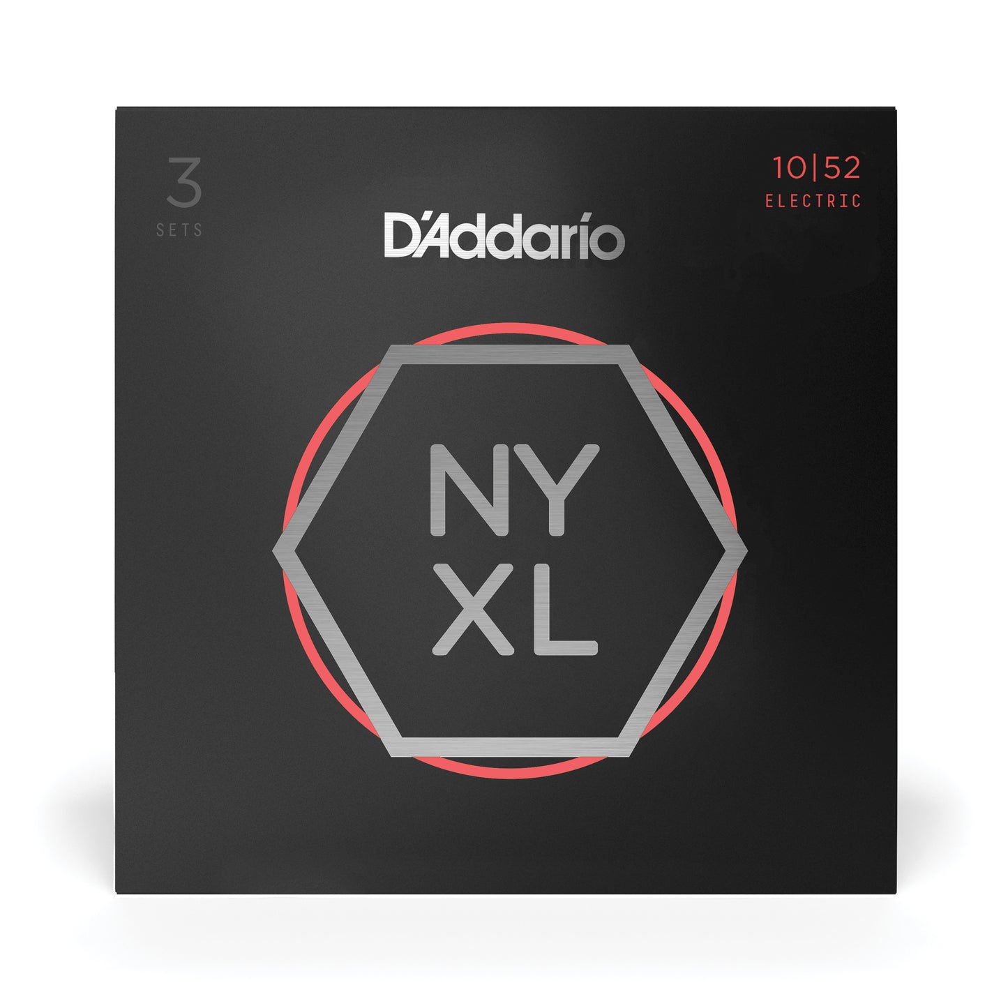 D'Addario NYXL1052-3P Light Top/Heavy Bottom, NYXL Electric Guitar Strings, 10-52, 3-Pack