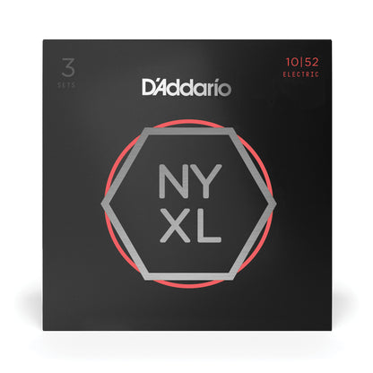 D'Addario NYXL1052-3P Light Top/Heavy Bottom, NYXL Electric Guitar Strings, 10-52, 3-Pack