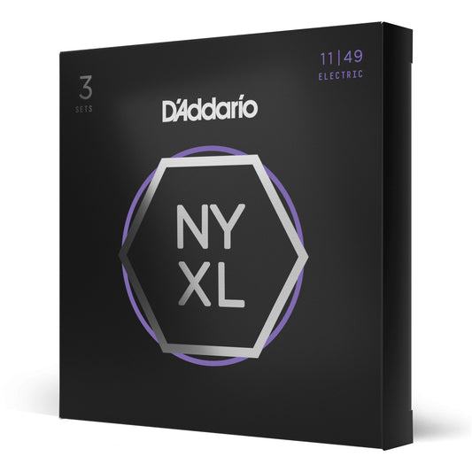 D'Addario NYXL1149-3P Nickel Wound Electric Guitar Strings Medium, 11-49, 3 Sets