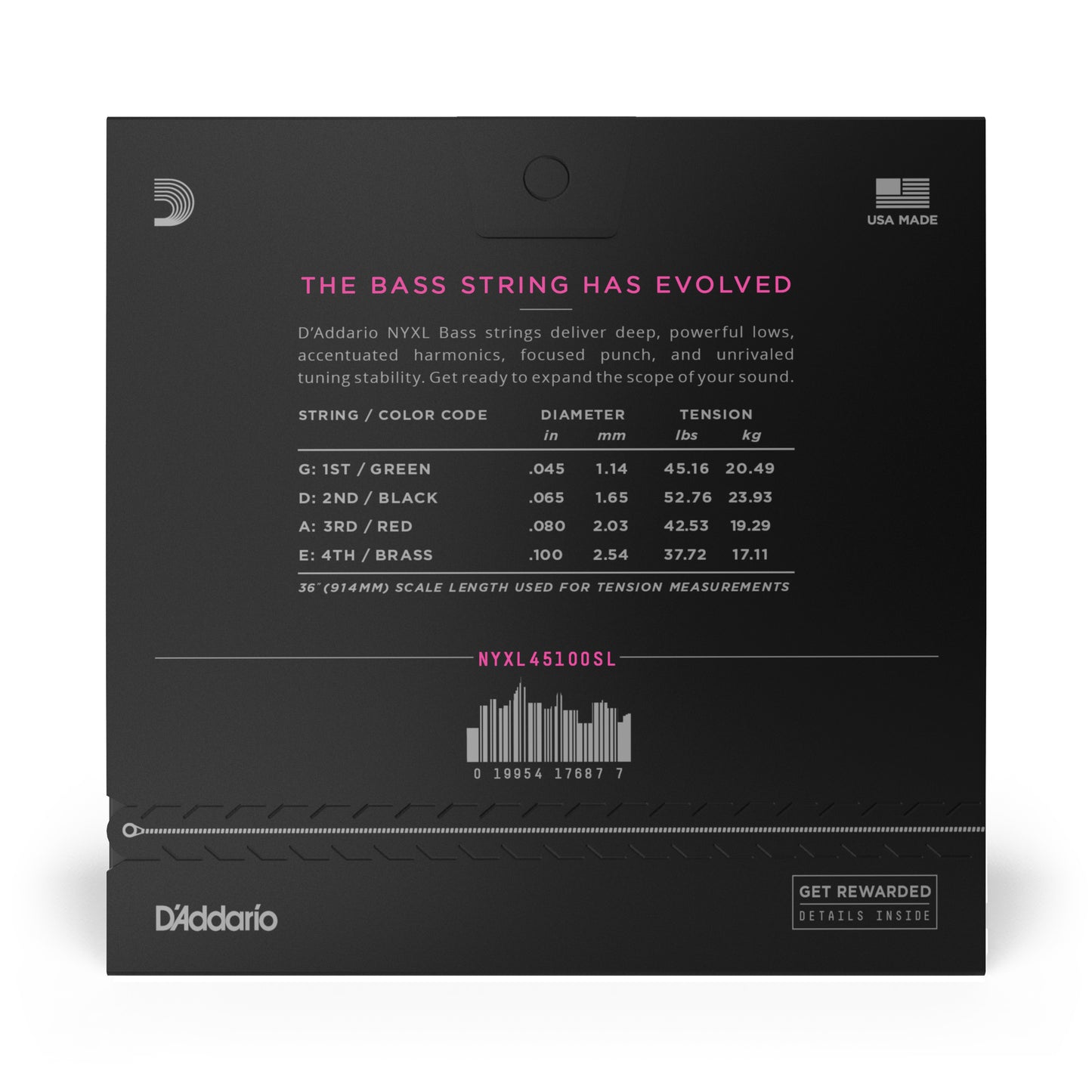 D'Addario Regular Light, Super Long Scale, NYXL Bass Strings, 45-100