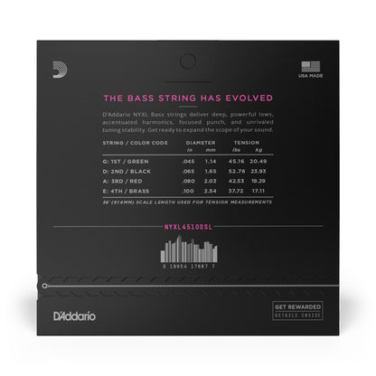 D'Addario Regular Light, Super Long Scale, NYXL Bass Strings, 45-100