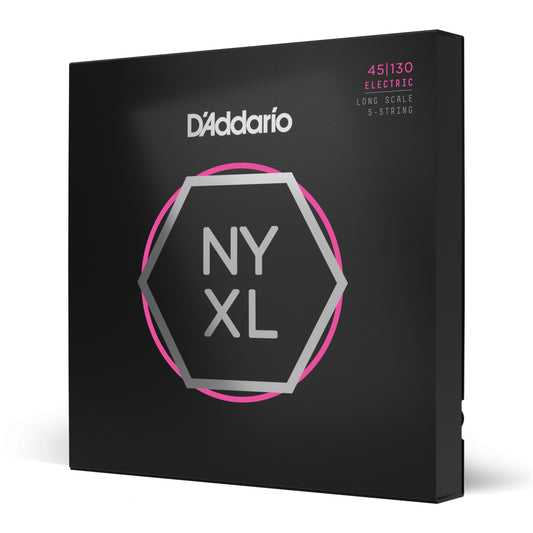 D'Addario Regular Light 5-String, Long Scale, NYXL Bass Strings, 45-130