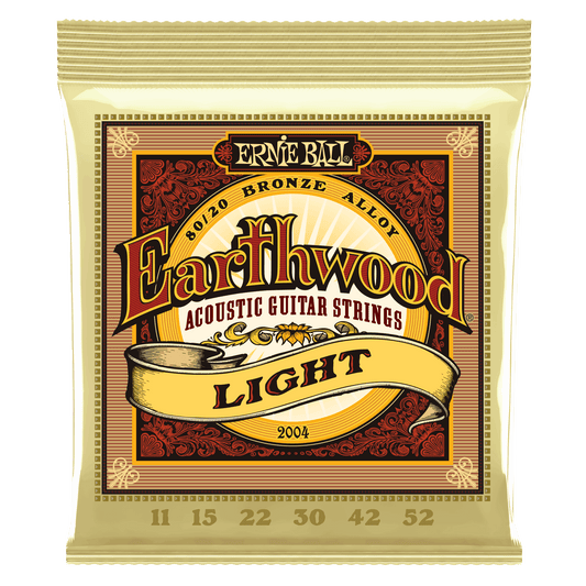 Ernie Ball 2004 Light Earthwood 80/20 Bronze Acoustic Guitar Strings, 11-52