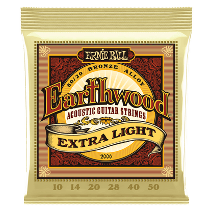 Ernie Ball 2006 Extra Light Earthwood 80/20 Bronze Acoustic Guitar Strings, 10-50