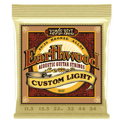 Ernie Ball 2007 Custom Light Earthwood 80/20 Bronze Acoustic Guitar Strings, 11.5-54