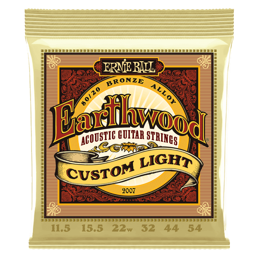 Ernie Ball 2007 Custom Light Earthwood 80/20 Bronze Acoustic Guitar Strings, 11.5-54