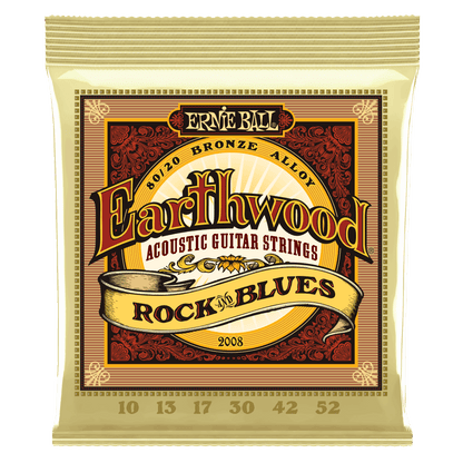 Ernie Ball 2008 Rock and Blues w/ Plain G Earthwood 80/20 Bronze Acoustic Strings, 10-52