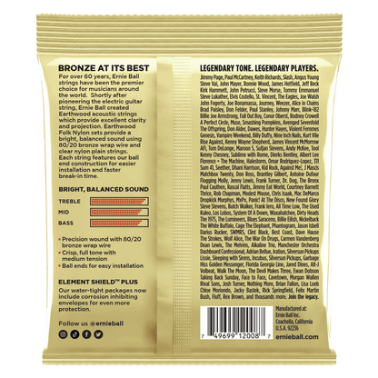 Ernie Ball 2008 Rock and Blues w/ Plain G Earthwood 80/20 Bronze Acoustic Strings, 10-52