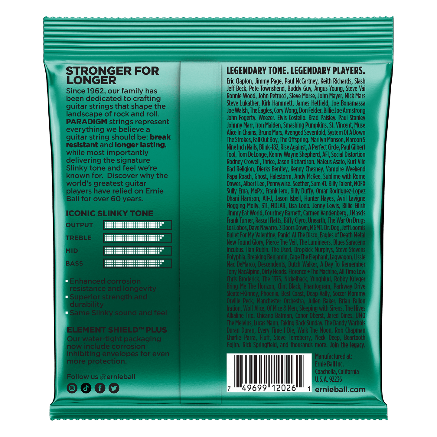 Ernie Ball 2026 Paradigm Not Even Slinky Electric Guitar Strings, 12-56