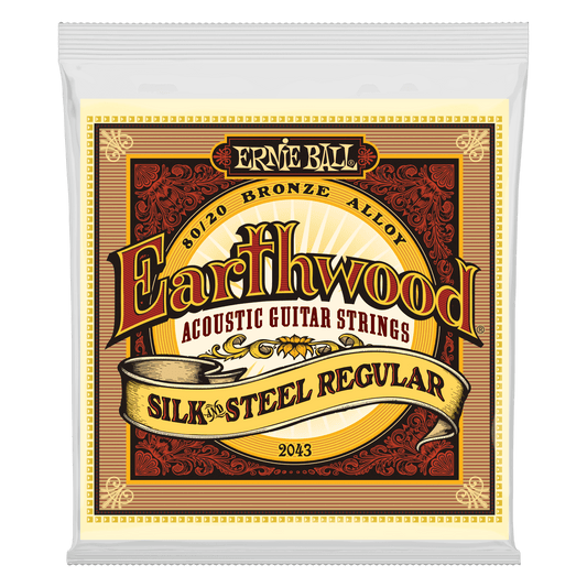 Ernie Ball 2043 Regular Earthwood 80/20 Bronze Silk & Steel Acoustic Strings, 13-56