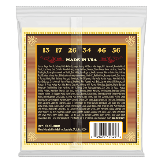 Ernie Ball 2043 Regular Earthwood 80/20 Bronze Silk & Steel Acoustic Strings, 13-56